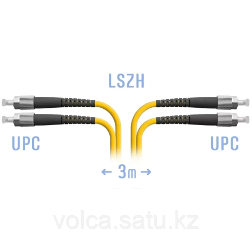 Патчкорд оптический прямой FC/UPC - FC/UPC, SM (одномод), Duplex 3 метра