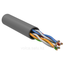 Кабель связи витая пара U/UTP, кат.5E 4х2х24AWG solid, PVC, 305м, серый упак