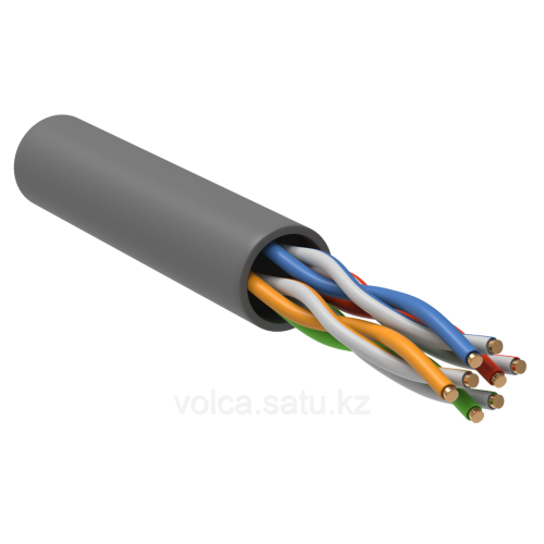 Кабель связи витая пара U/UTP, кат.5E 4х2х24AWG solid, PVC, 305м, серый упак