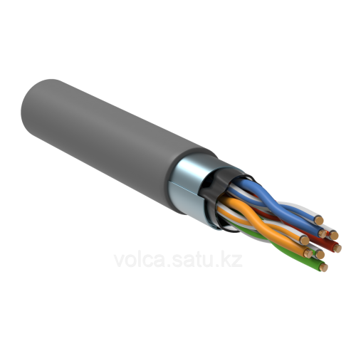 Кабель связи витая пара F/UTP, кат.5E 4x2х24AWG solid, LSZH, 305м, серый